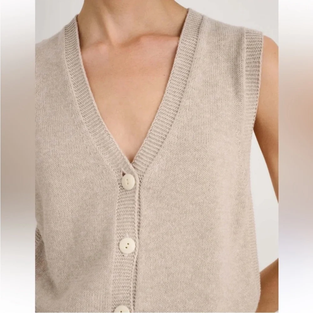 Alex Mill Emilia Sweater Vest Oatmeal Cotton Linen - Picture 4 of 9